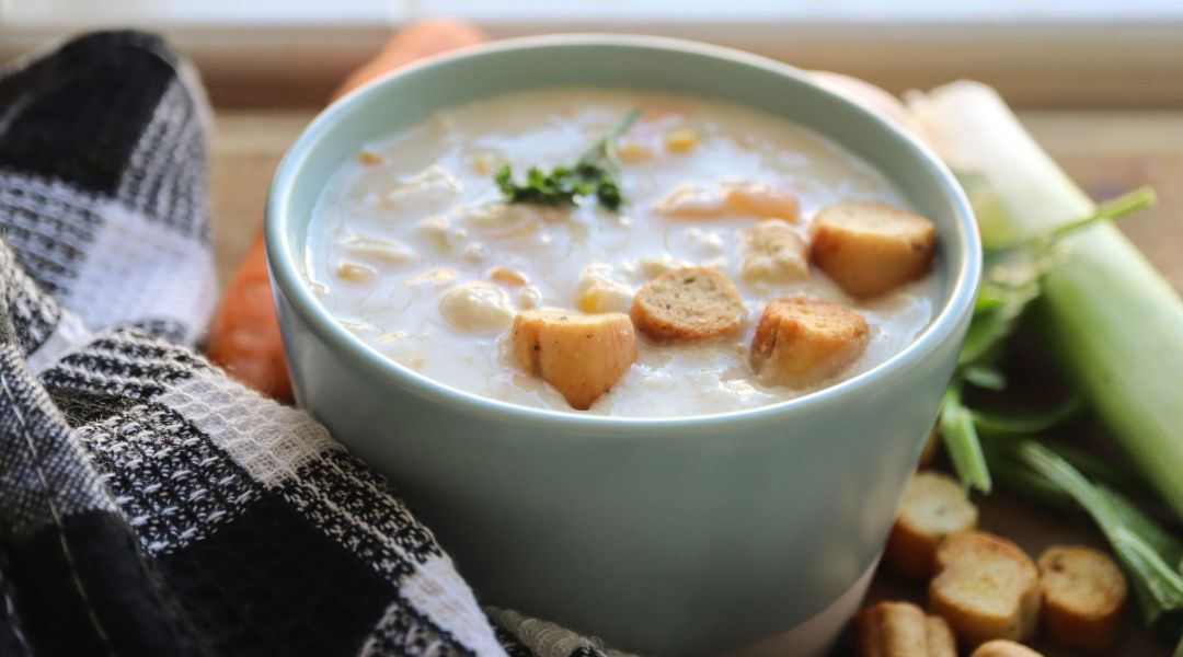 Velouté de poireaux, châtaignes