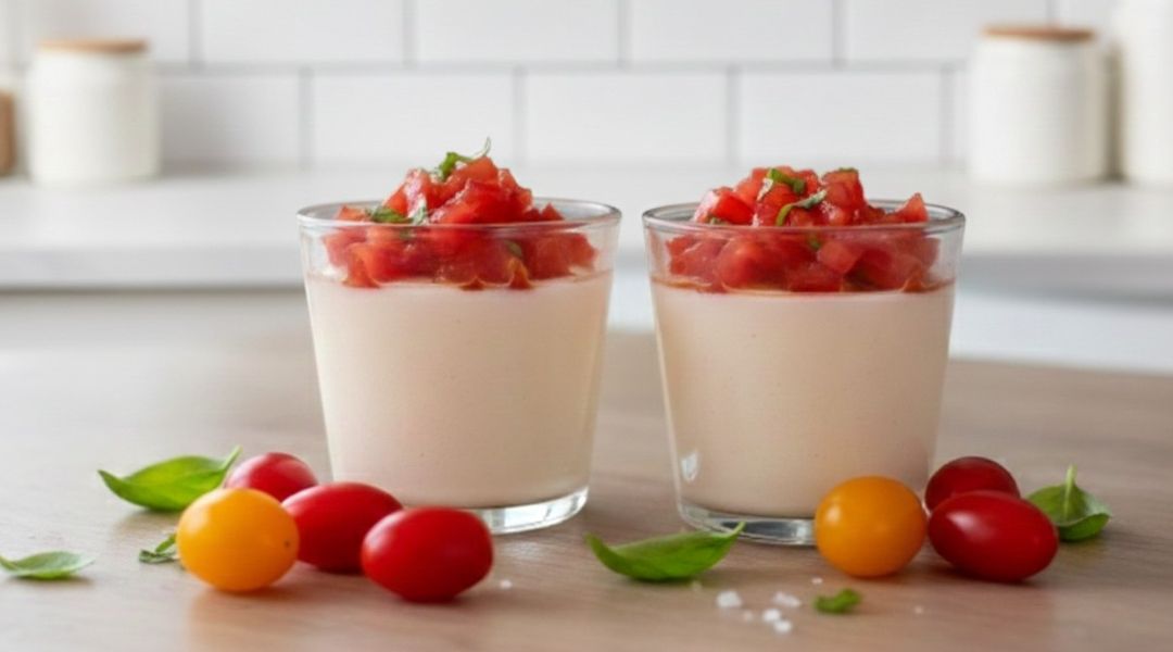 Panna cotta chèvre, tomates