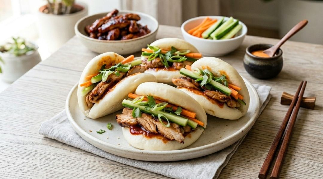 Bao buns with korean chicken