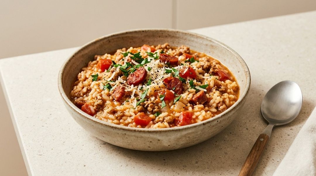 Risotto au chorizo et porc haché