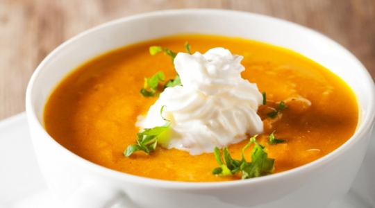 Crème de potimarron, haricot blanc