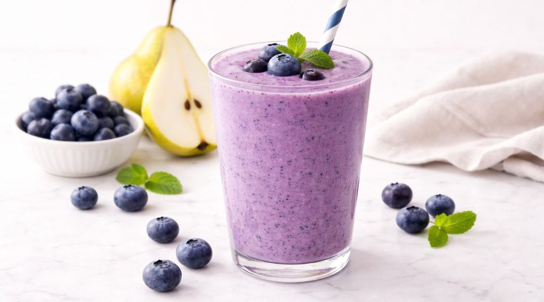 Blueberry and pear milkshake
