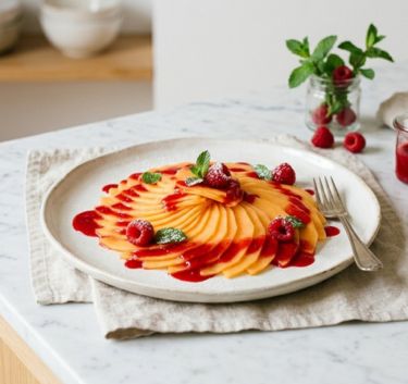 Eventail de melon et framboises Magimix.
