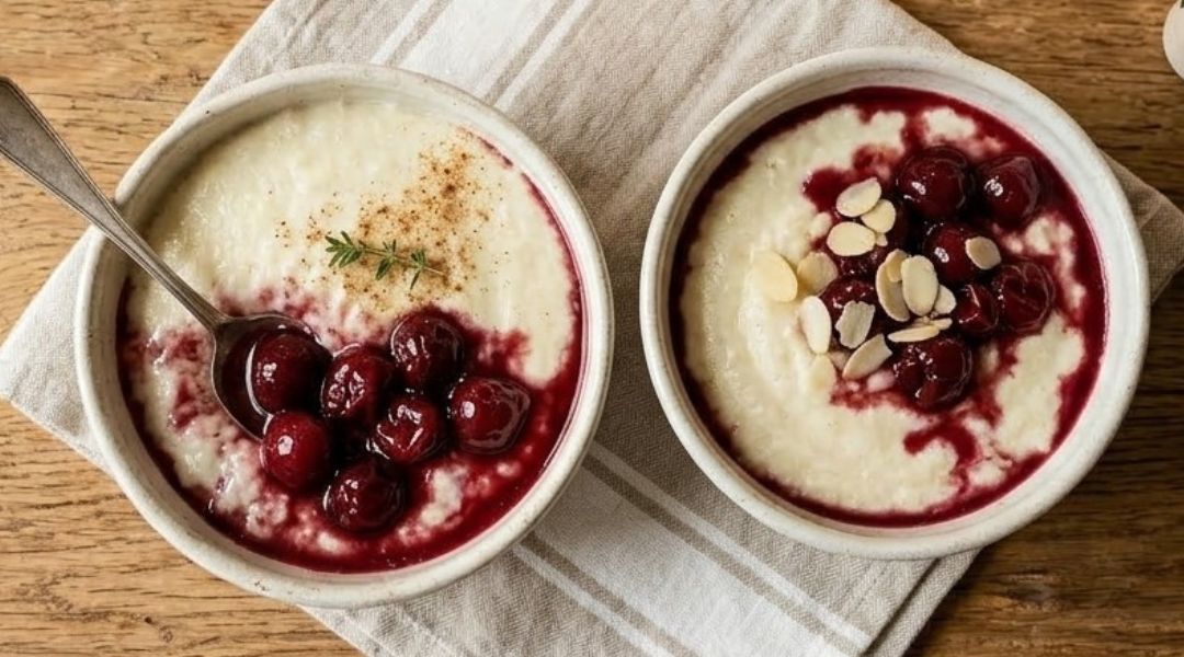 Semoule au lait - compotée cerises