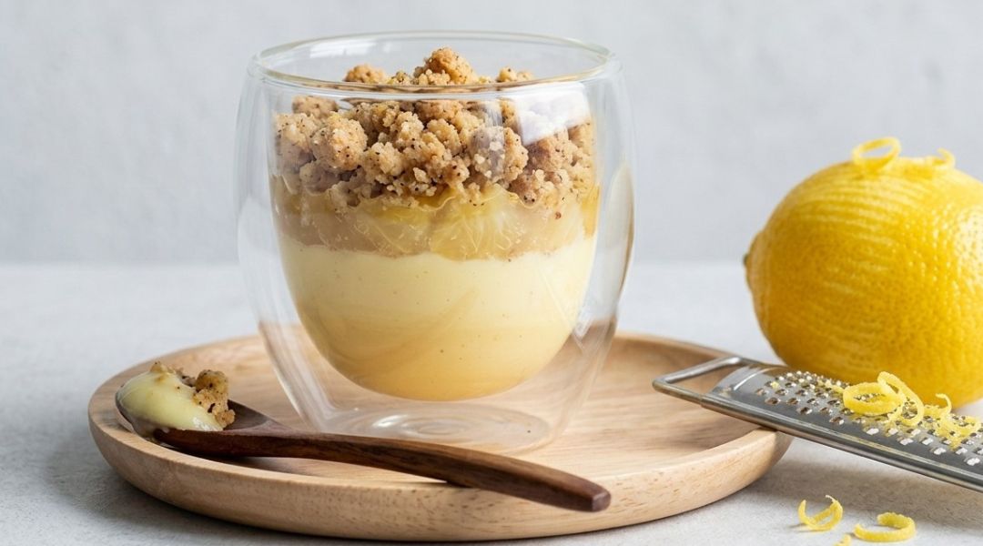 Crème au citron, streusel de noisette