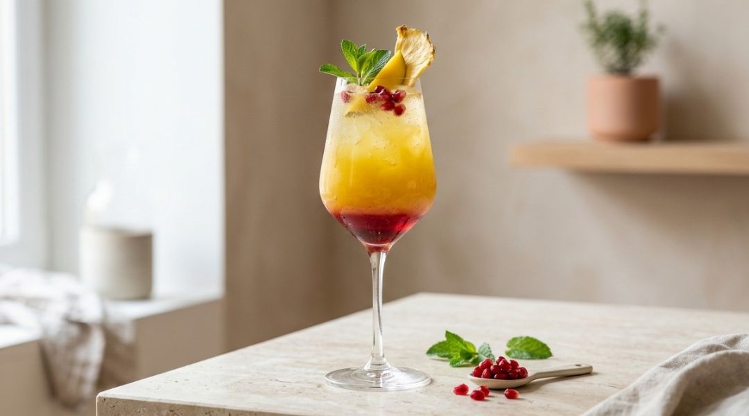 Mocktail ananas, mangue et grenade