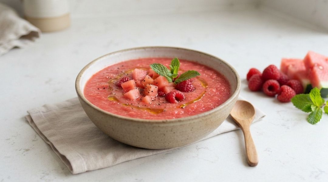 Gaspacho pastèque et framboises