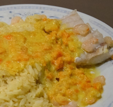 Cabillaud aux crevettes, curry Magimix.