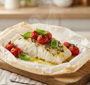 Cod parcels with tomatoes Magimix.