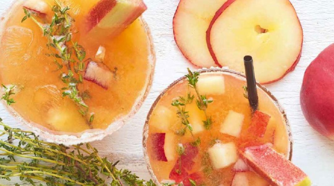 Jus rhubarbe et pêche