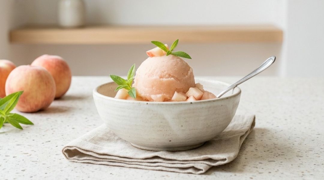 Sorbet pêche et thym citron