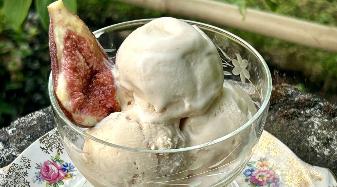 Fig leaf, honey & vanilla ice cream