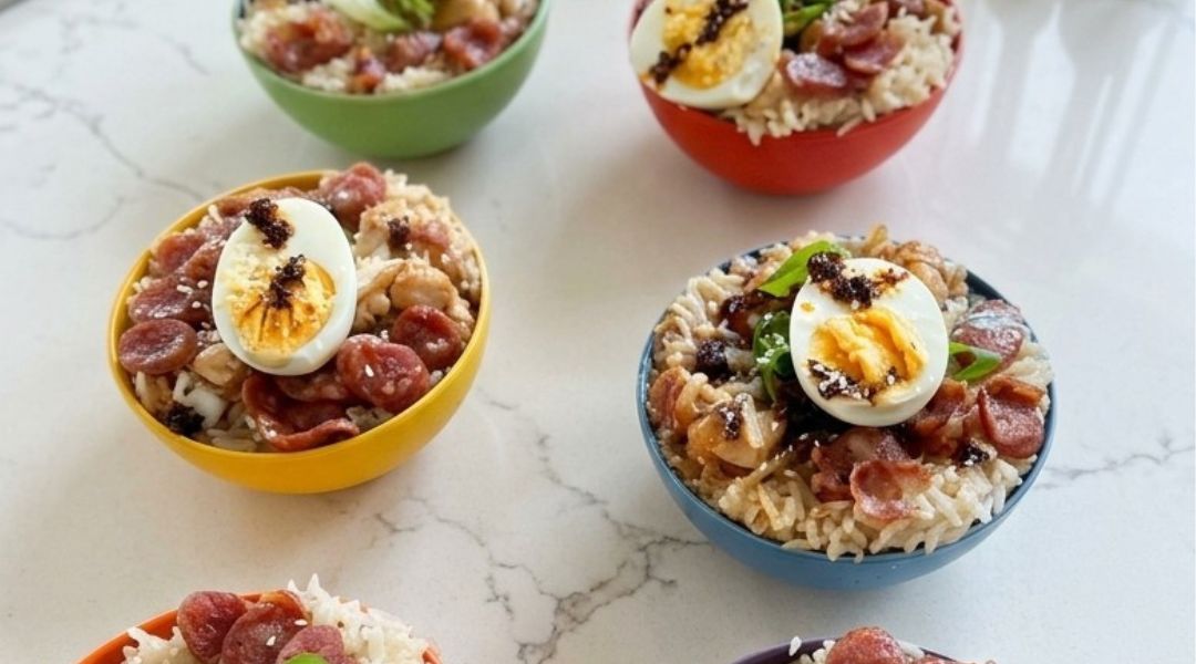 Steam chicken and rice bowl