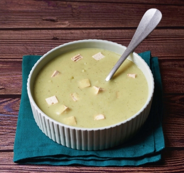 Soupe de fèves, crème coco et tofu Magimix.