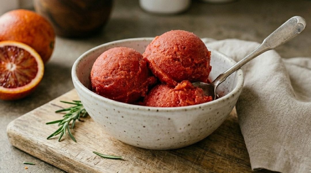 Sorbet orange sanguine et romarin