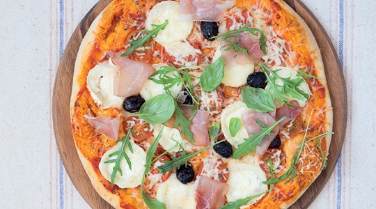 Pizza chèvre pancetta