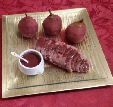 Magret de canard, poires pochées Magimix.