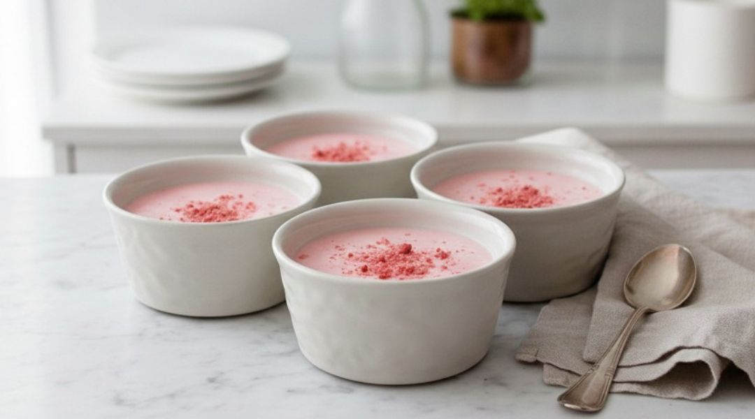 Crème vanille, poudre rose de Reims