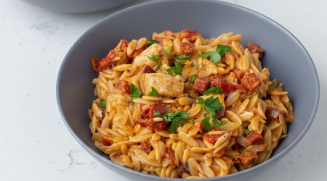 One pot poulet, orzo et chorizo