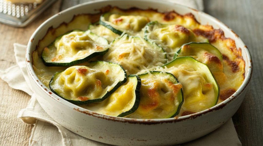 Gratin de courgettes et ravioles