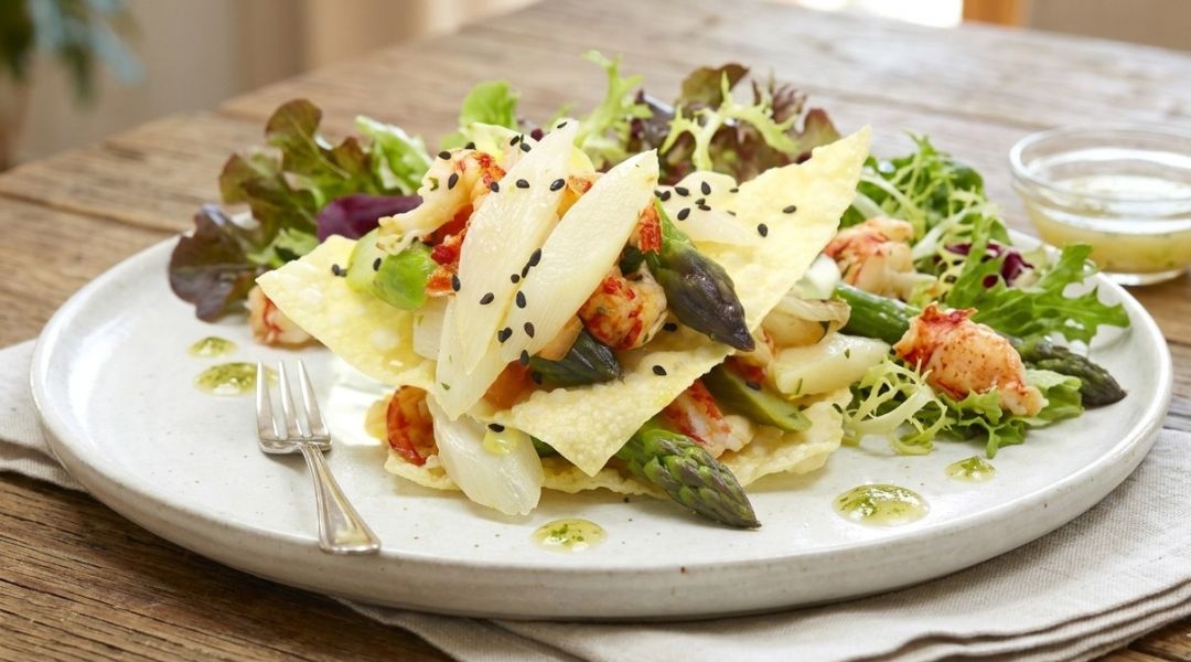 Salade pommes de terre-crabe-asperge