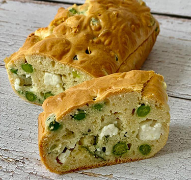 Cake salé petits pois et feta Magimix.
