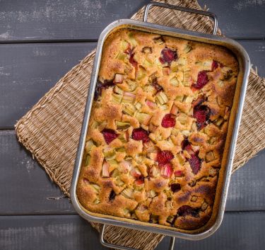 Gâteau rhubarbe et fraises Magimix.