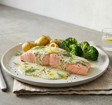 Steamed salmon with dill sauce Magimix.