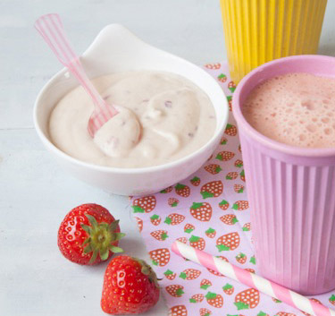 Crème de fruits pêche-banane Magimix.