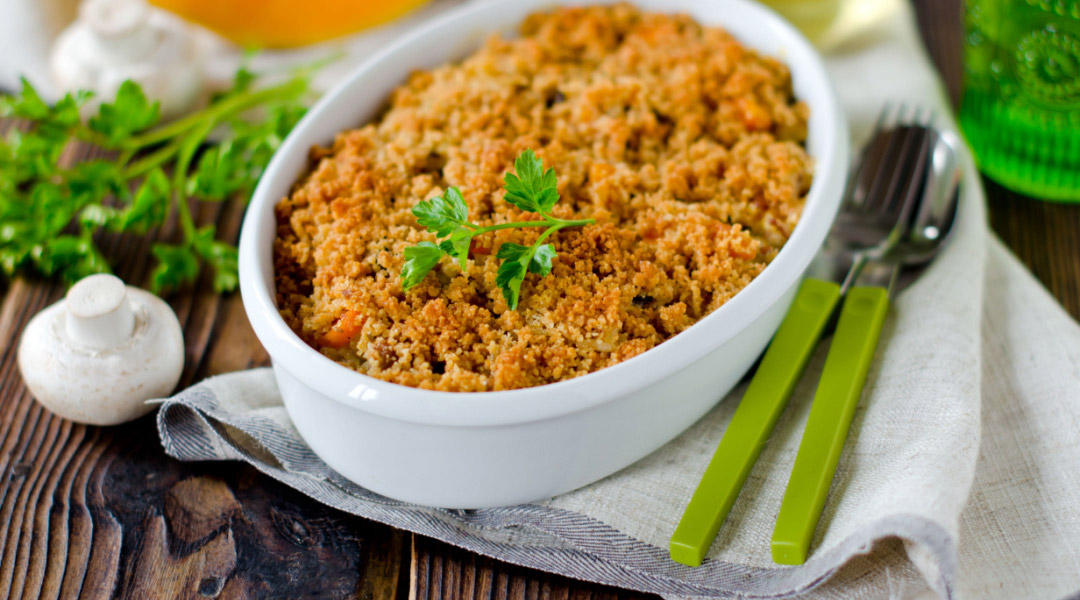 Crumble champignons courgettes