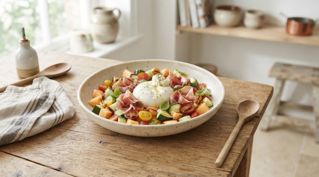 Salade melon, burrata & jambon cru