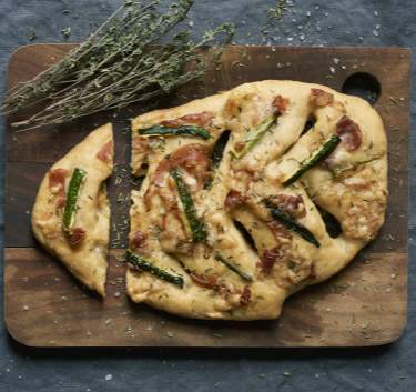 Fougasse jamón-courgette (Pétrin XL) Magimix.