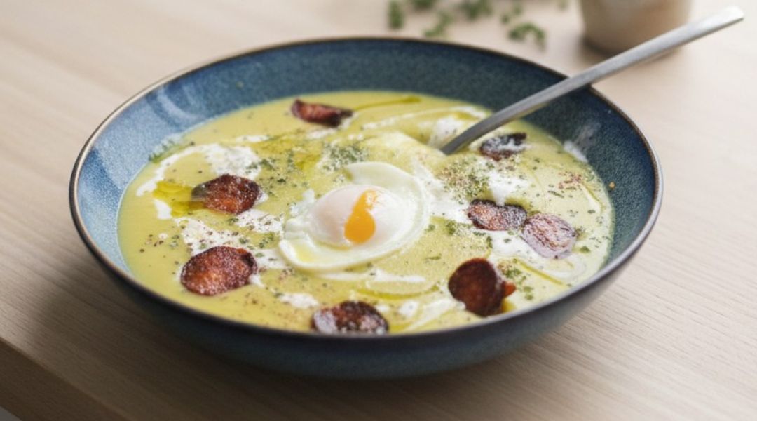 Velouté pois cassés et chorizo
