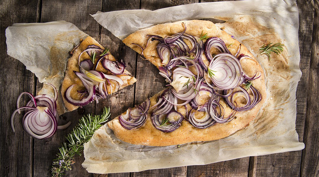 Focaccia oignon rouge et feta
