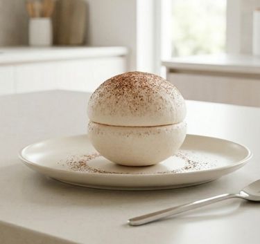 Sphère de meringue, compote de pommes Magimix.
