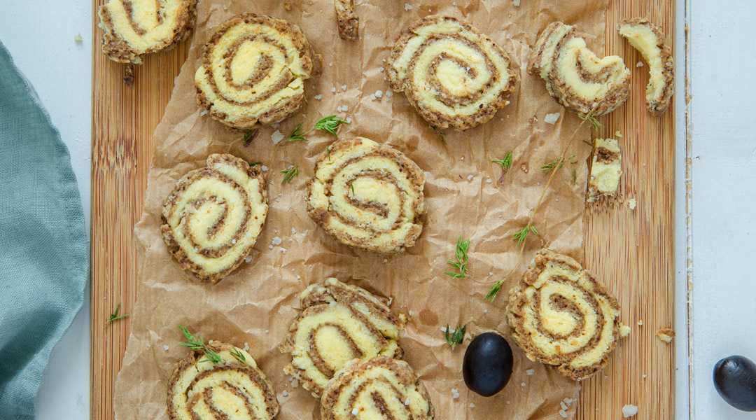 Sablés spirales à la tapenade