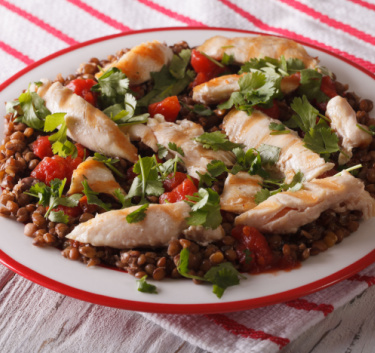Chicken with chorizo and lentils Magimix.