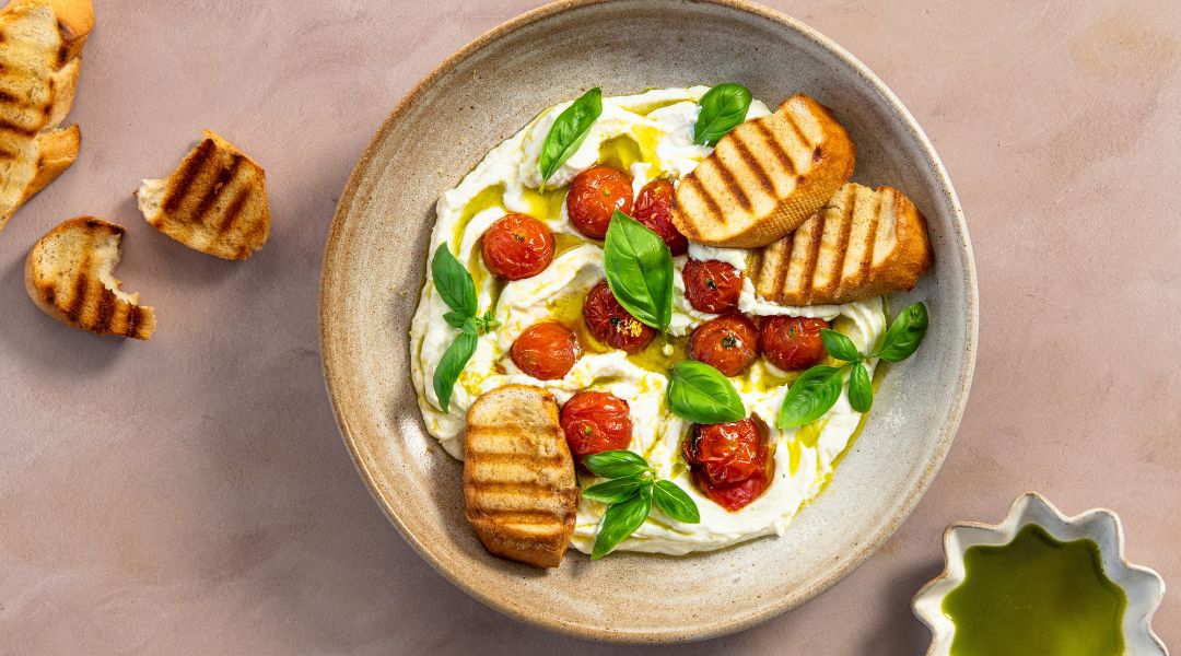 Whipped ricotta roasted tomato