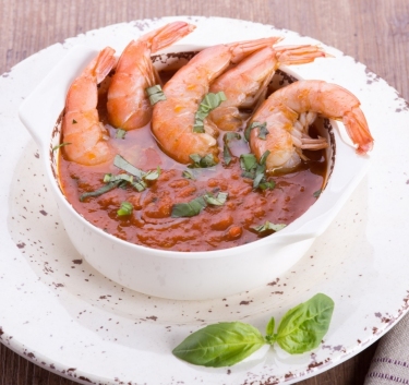 Crème de tomates aux crevettes Magimix.