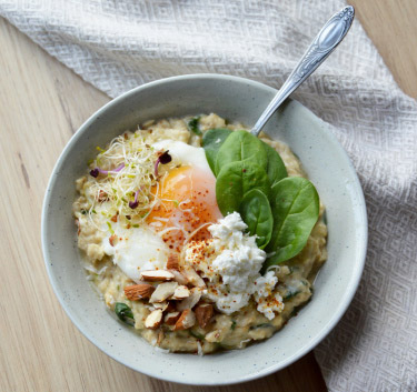 Porridge salé, épinards et chèvre Magimix.