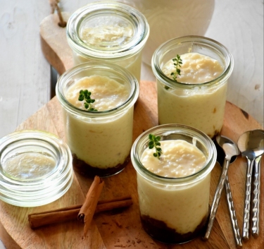 Riz au lait de coco, compotée de pommes Magimix.