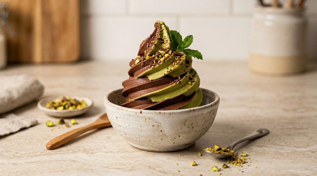 Glace duo chocolat-pistache à pocher
