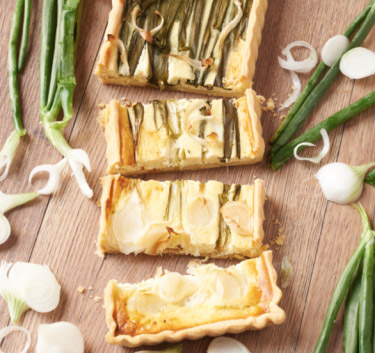 Tarte aux cébettes et à la ricotta Magimix.