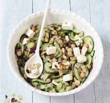 Salade pois chiches, feta, concombre Magimix.