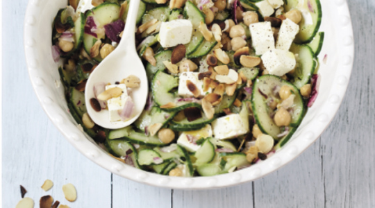 Salade pois chiches, feta, concombre