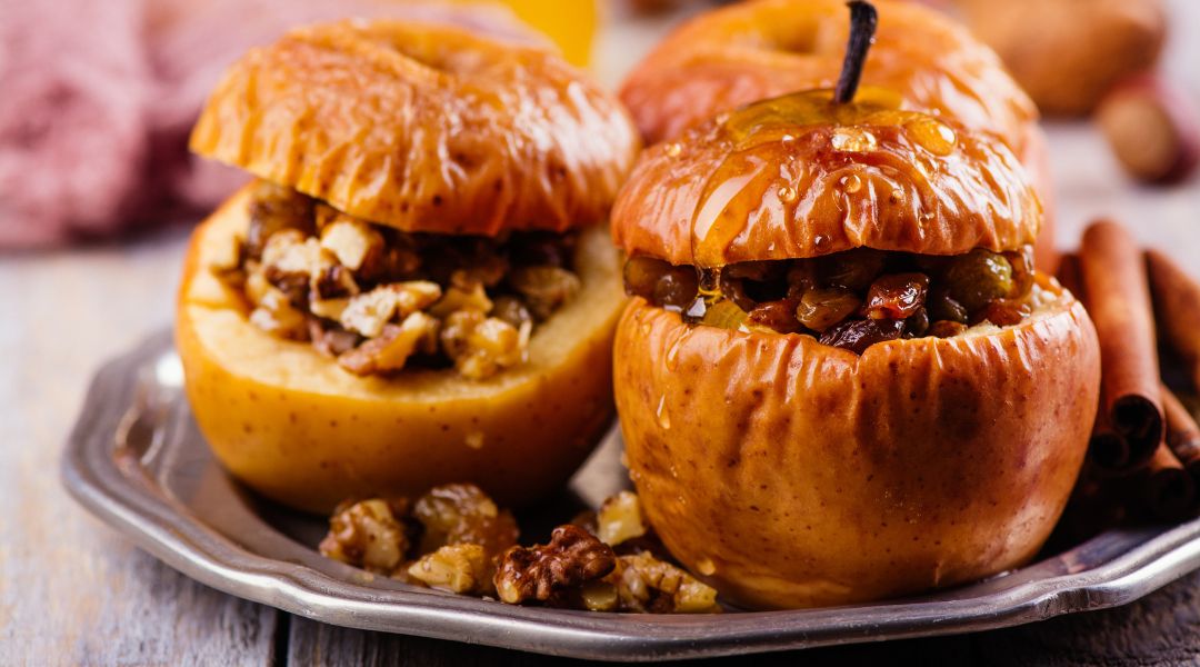 Pommes cuites aux pecans et raisins