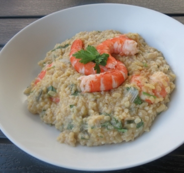 Risotto au thé vert et crevettes roses Magimix.