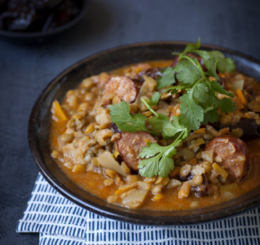Soupe aux lentilles et pruneaux Magimix.