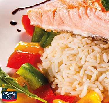 Pavé de saumon et riz aux légumes Magimix.