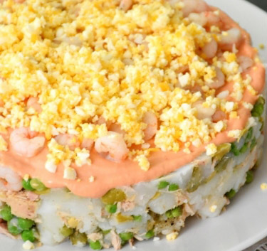 Tarte pommes de terre et crevettes Magimix.